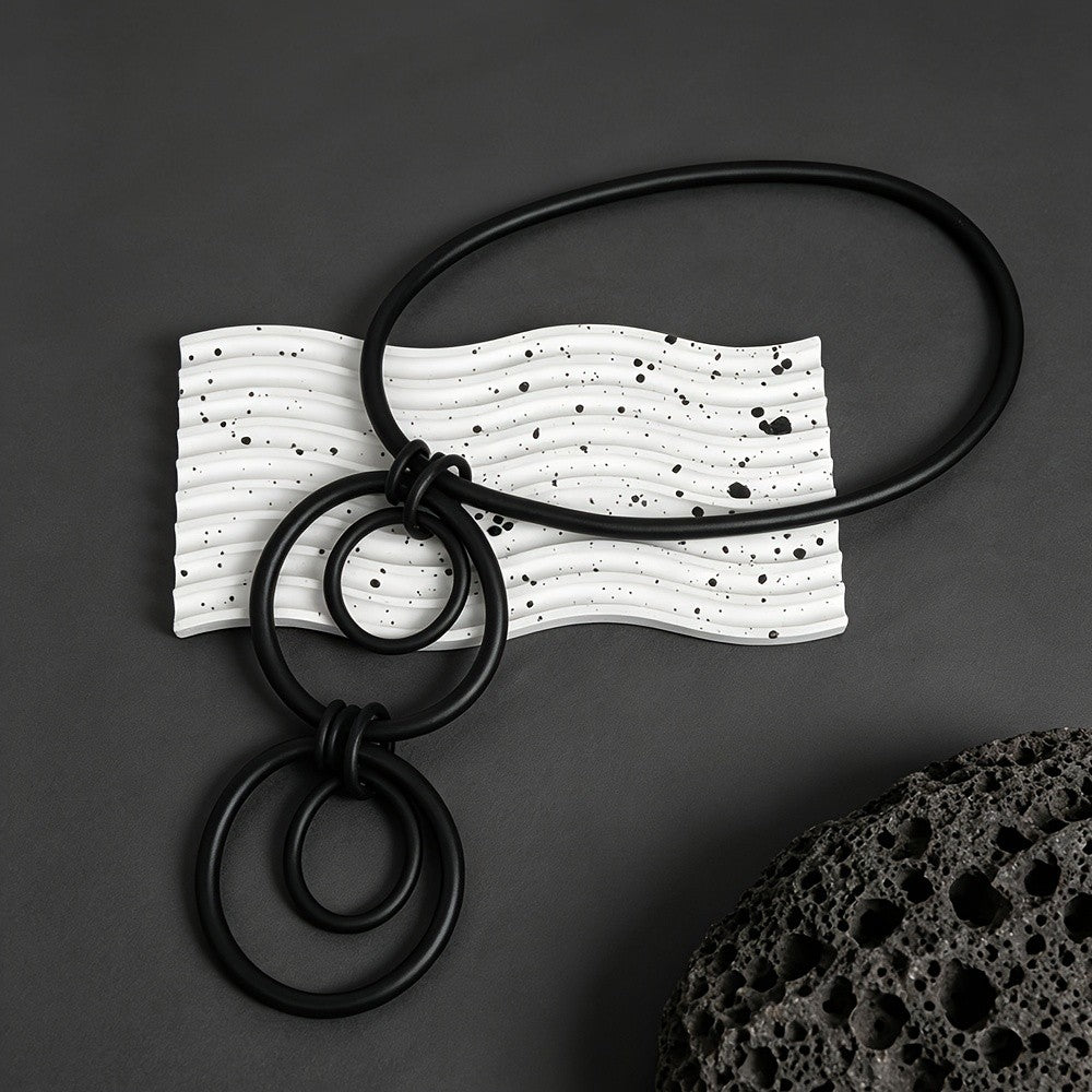 Geometric Double Loop Silica Gel Necklace