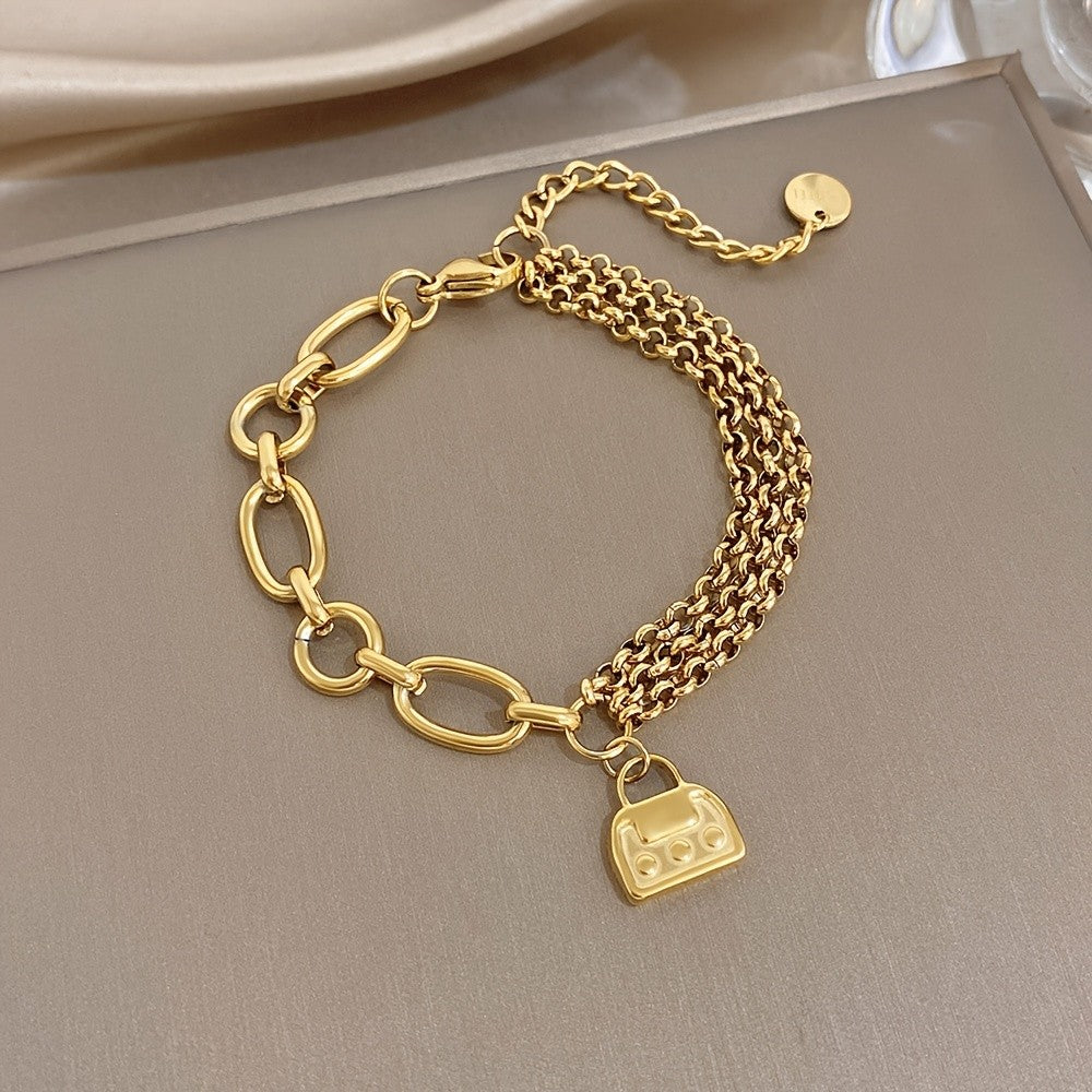 18k Lock Charm Chain Bracelet
