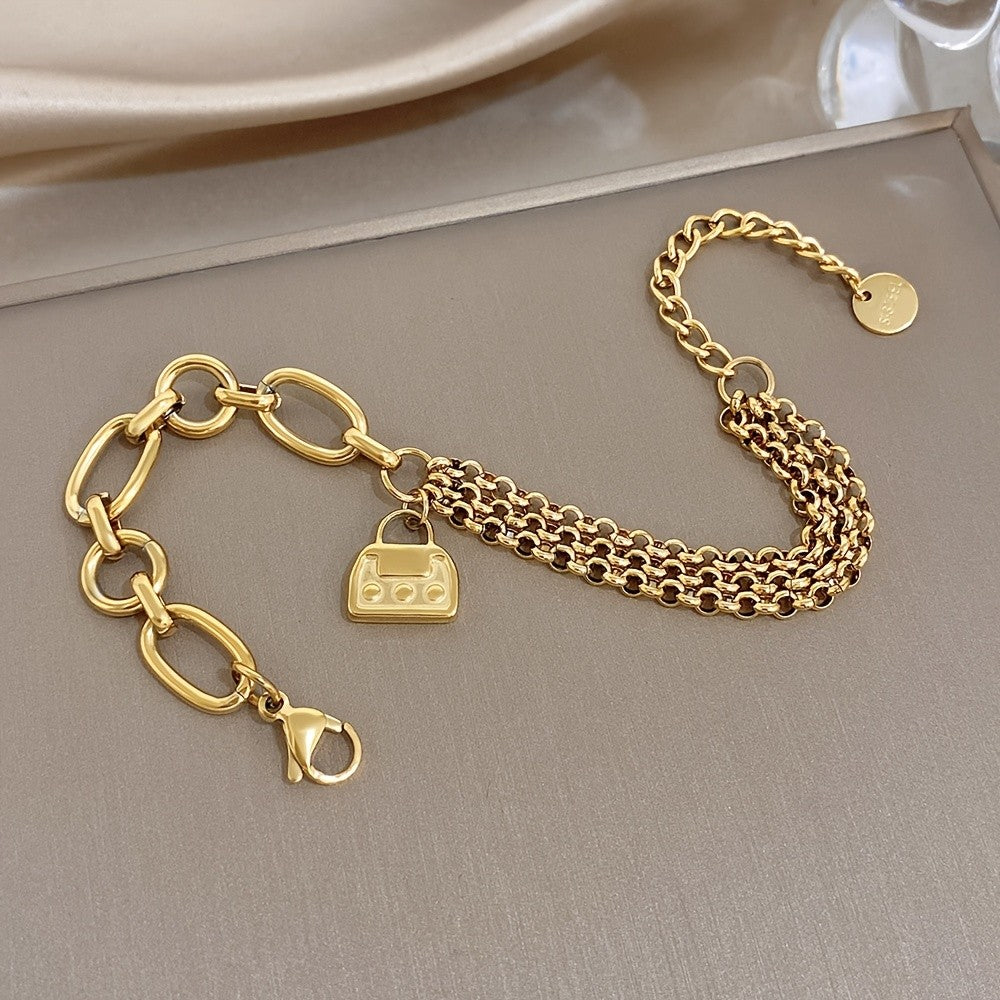 18k Lock Charm Chain Bracelet