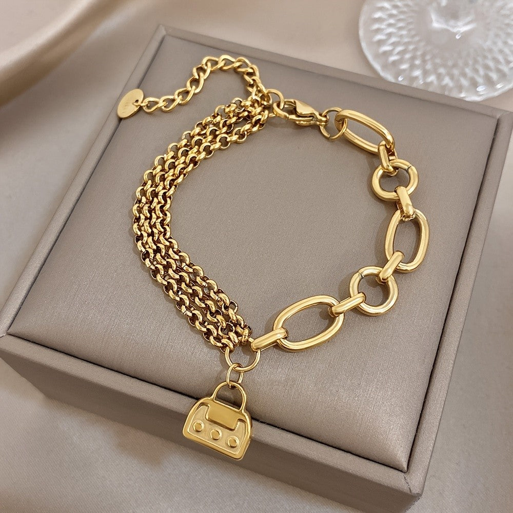 18k Lock Charm Chain Bracelet