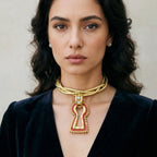 French Style Keyhole Pendant Choker Necklace