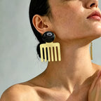 Vintage Geometric Comb Drop Earrings