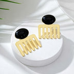Vintage Geometric Comb Drop Earrings