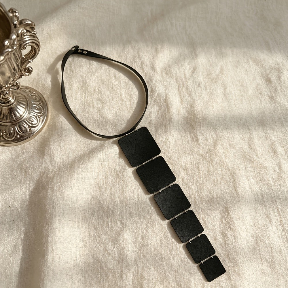 Geometric Square Link Choker Necklace