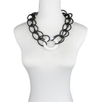 Black Chain Link Circle Pendant Necklace