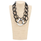 Black Chain Link Circle Pendant Necklace