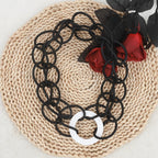 Black Chain Link Circle Pendant Necklace