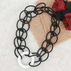 Black Chain Link Circle Pendant Necklace