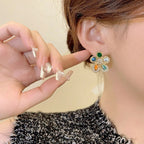 Multicolor Flower Stone Stud Earrings