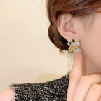 Multicolor Flower Stone Stud Earrings