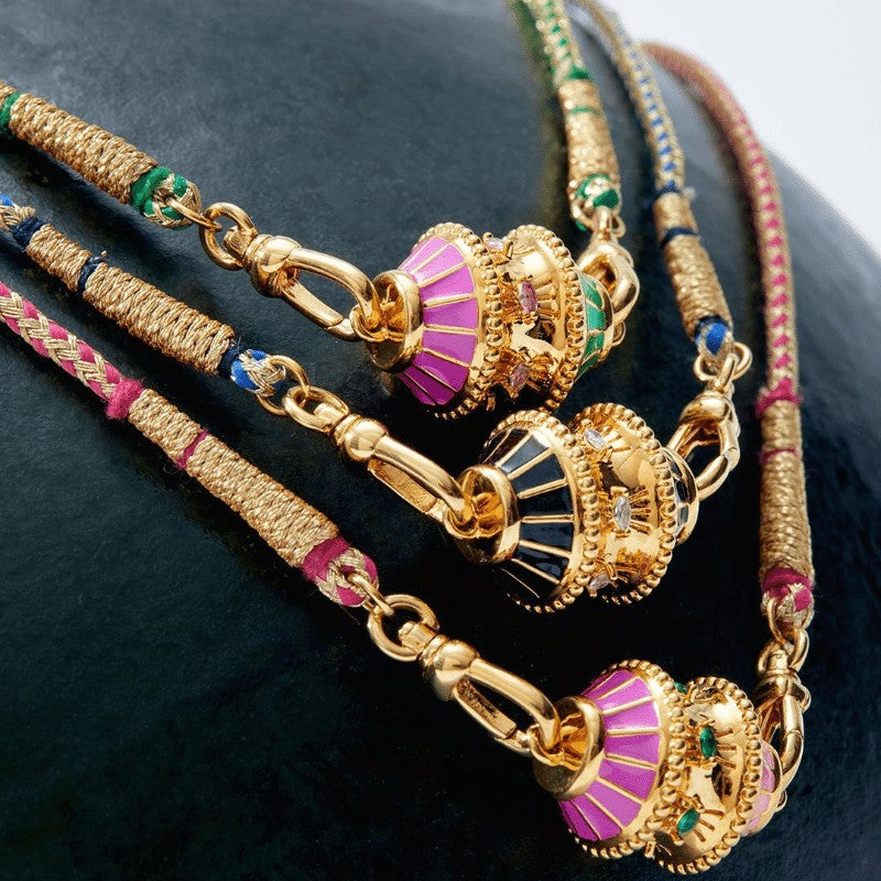 Vintage Enamel Jhumka Necklace