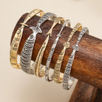 Vintage Engraved Fish Open Bangle Set