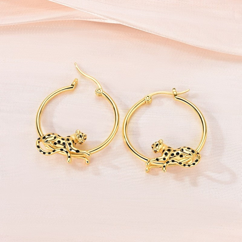 S925 Leopard Hoop Earrings