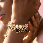 Charm Heart Flower Bead Bracelet