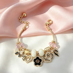 Charm Heart Flower Bead Bracelet