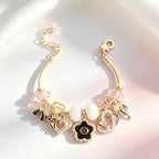 Charm Heart Flower Bead Bracelet