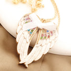 Angel Wings Bow Glass Inlay Necklace