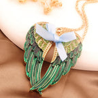 Angel Wings Bow Glass Inlay Necklace