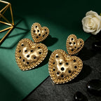 Vintage Beaded Double Heart Drop Earrings