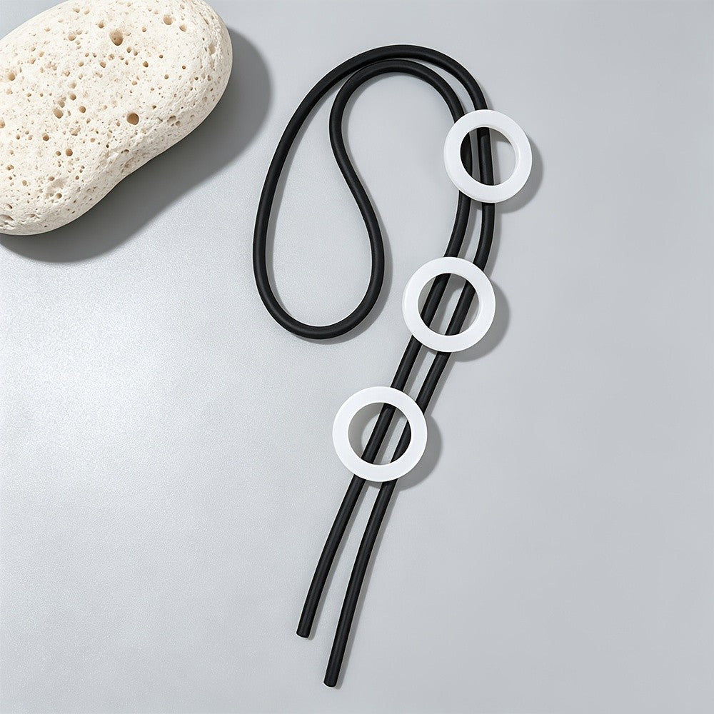 Geometric Triple Circle Necklace