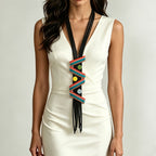 Geometric Multi-Strand Fringe Necklace