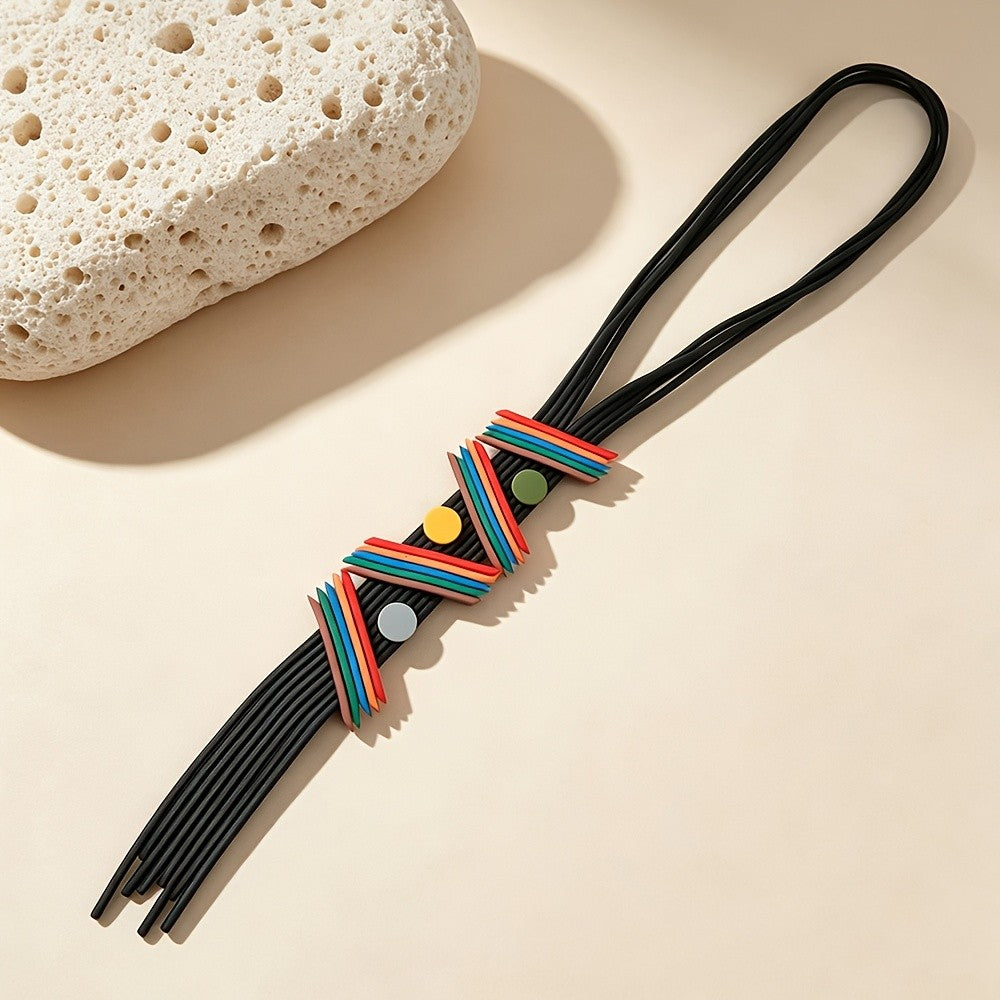 Geometric Multi-Strand Fringe Necklace