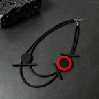 Geometric Black Red Circle Necklace