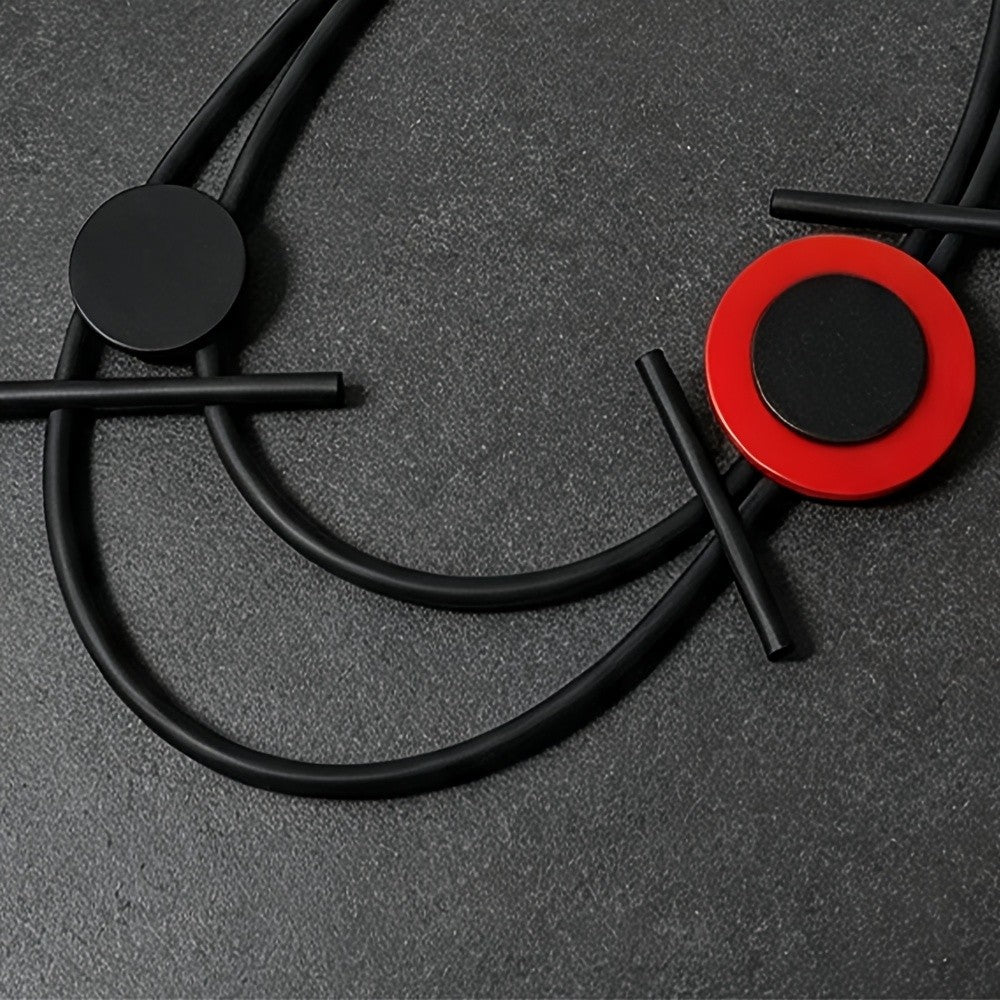 Geometric Black Red Circle Necklace