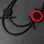 Geometric Black Red Circle Necklace