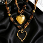 Leopard Print Double Layer Heart Necklace