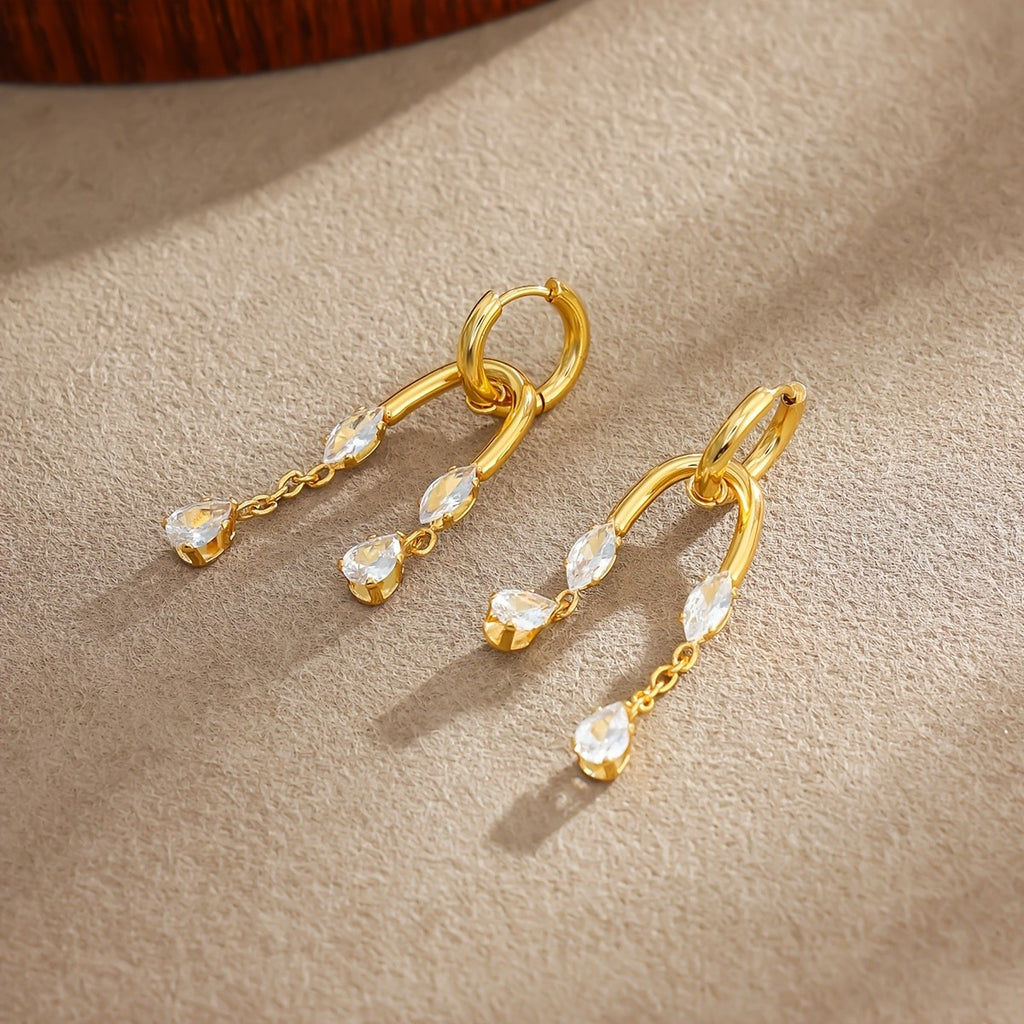 Vintage U-Shaped Glass Drop Earrings