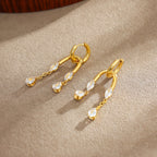 Vintage U-Shaped Glass Drop Earrings