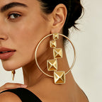Geometric Square Hoop Drop Earrings