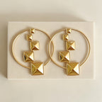 Geometric Square Hoop Drop Earrings