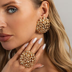 Vintage Gold Beaded Stud Earrings