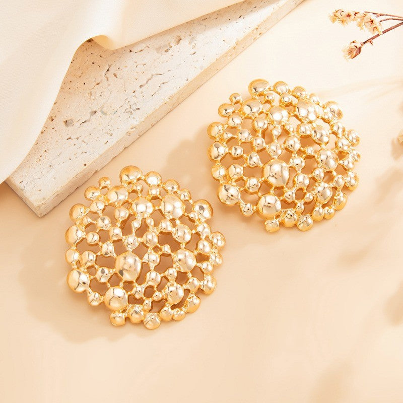 Vintage Gold Beaded Stud Earrings