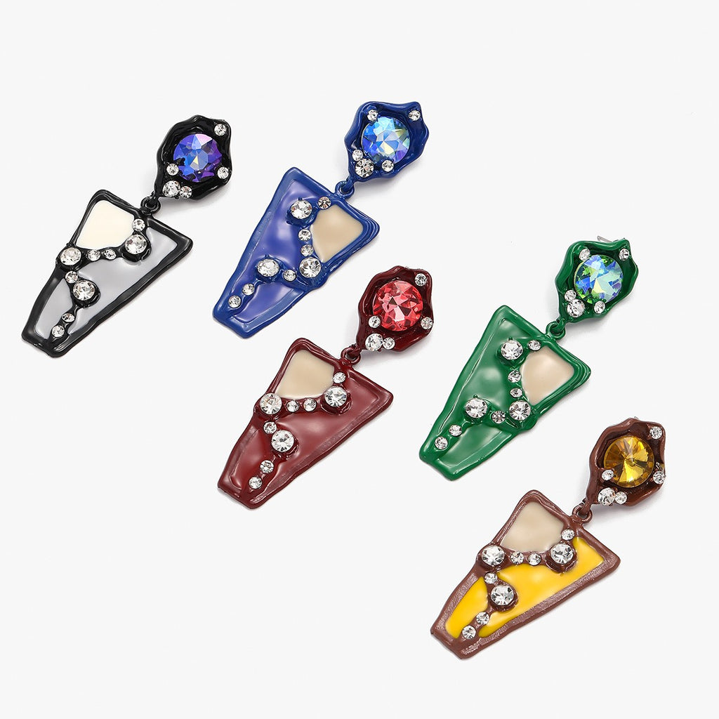 Asymmetric Geometric Stone Drop Earrings