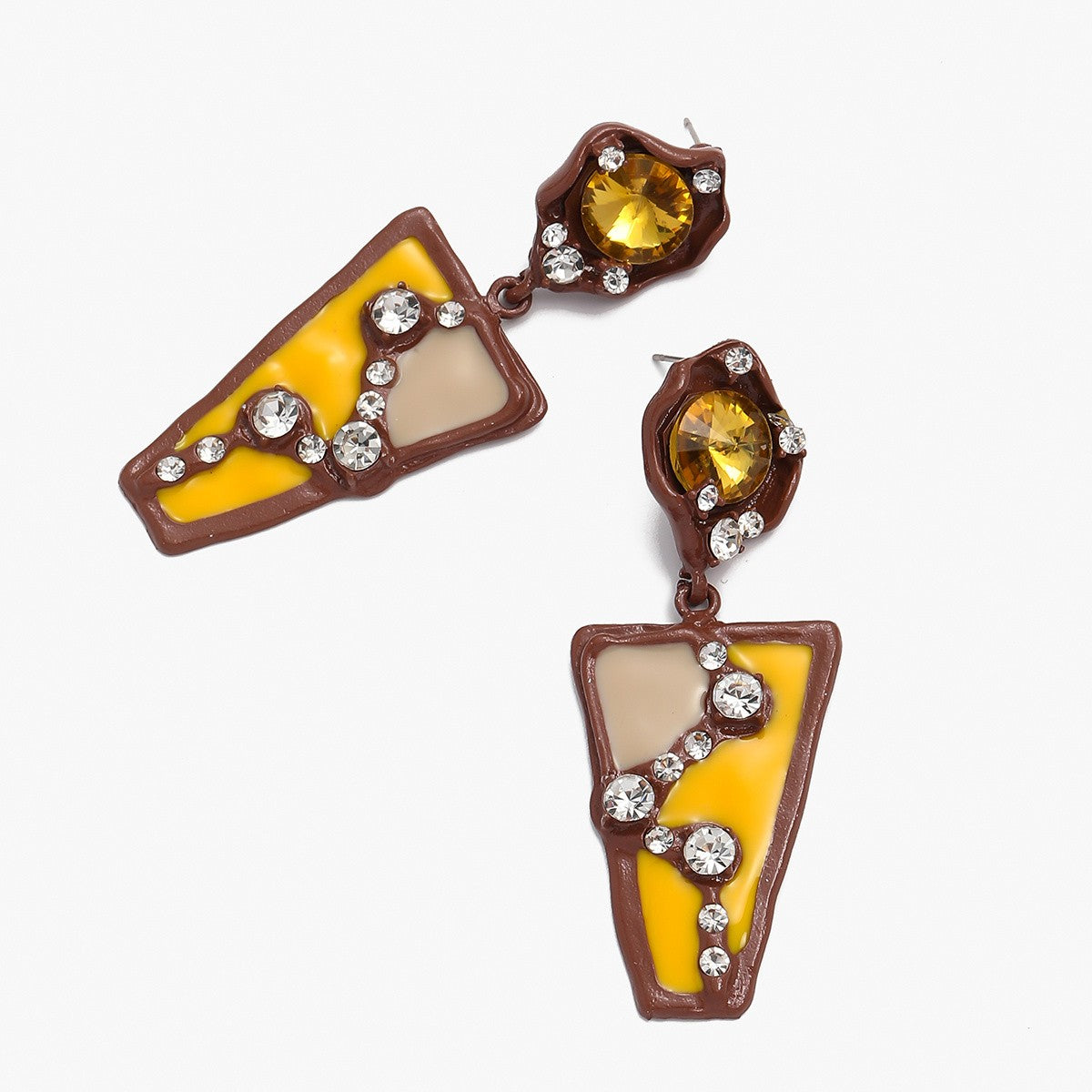 Asymmetric Geometric Stone Drop Earrings