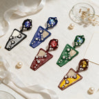 Asymmetric Geometric Stone Drop Earrings