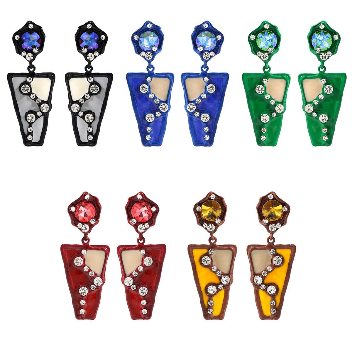 Asymmetric Geometric Stone Drop Earrings