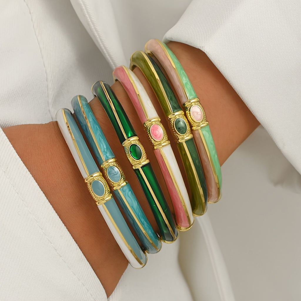 Vintage Enamel Oval Cuff Bracelet