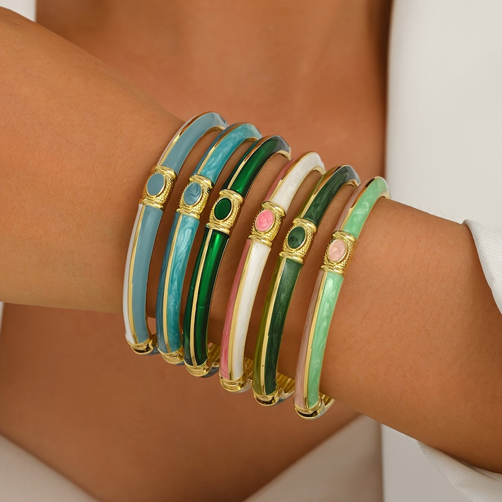 Vintage Enamel Oval Cuff Bracelet