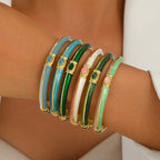 Vintage Enamel Oval Cuff Bracelet