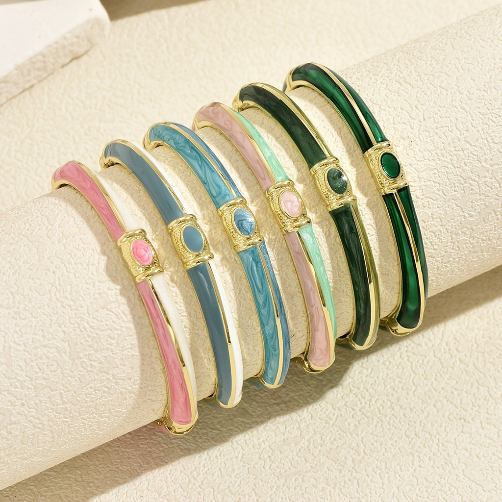 Vintage Enamel Oval Cuff Bracelet