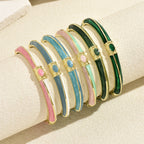 Vintage Enamel Oval Cuff Bracelet
