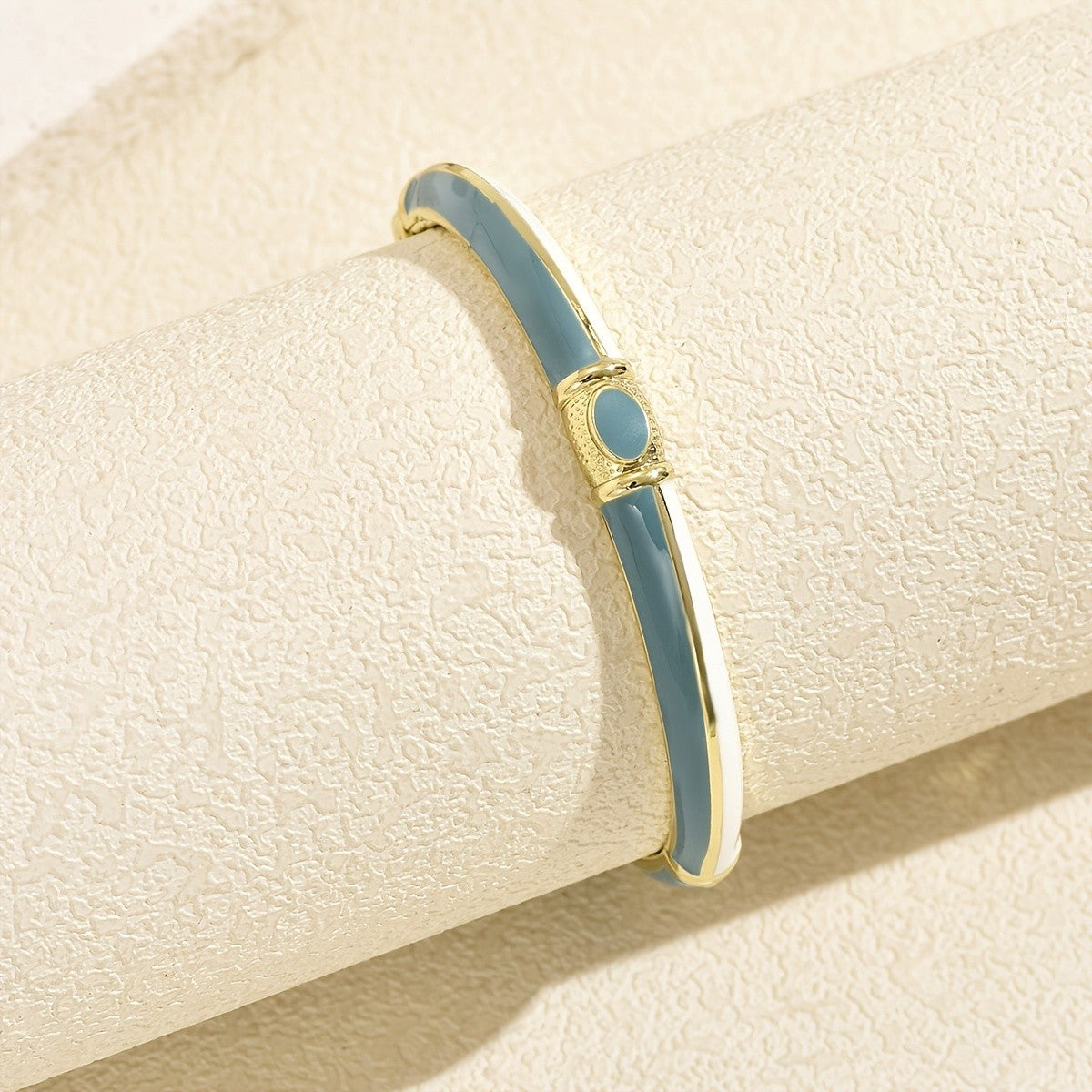 Vintage Enamel Oval Cuff Bracelet