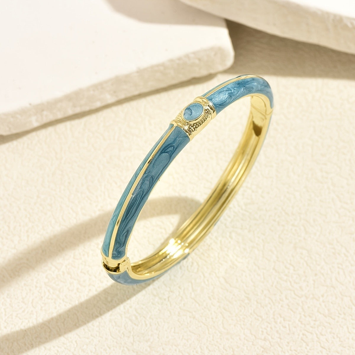 Vintage Enamel Oval Cuff Bracelet