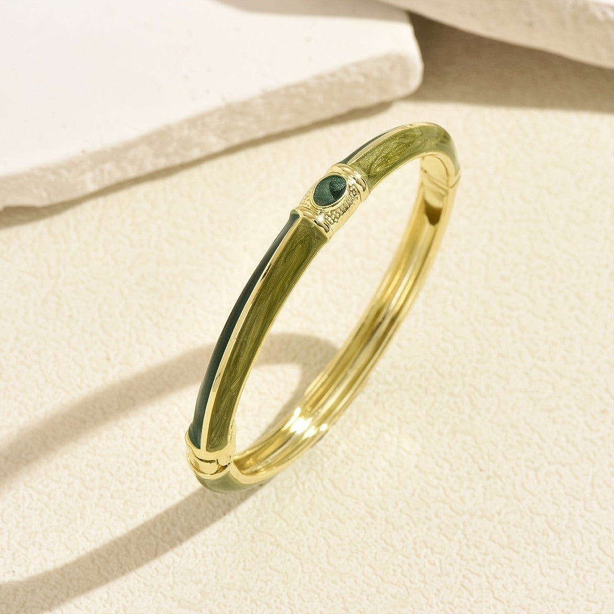 Vintage Enamel Oval Cuff Bracelet