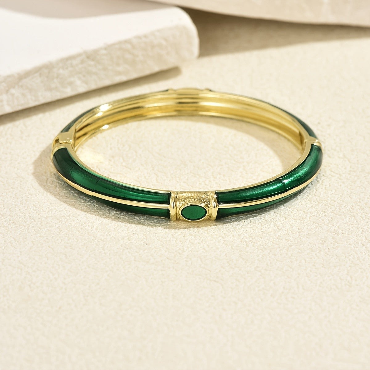 Vintage Enamel Oval Cuff Bracelet