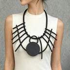 Black Geometric Linear Art Necklace